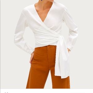Lafayette 148 Stretch Cotton Basilla Wrap Blouse